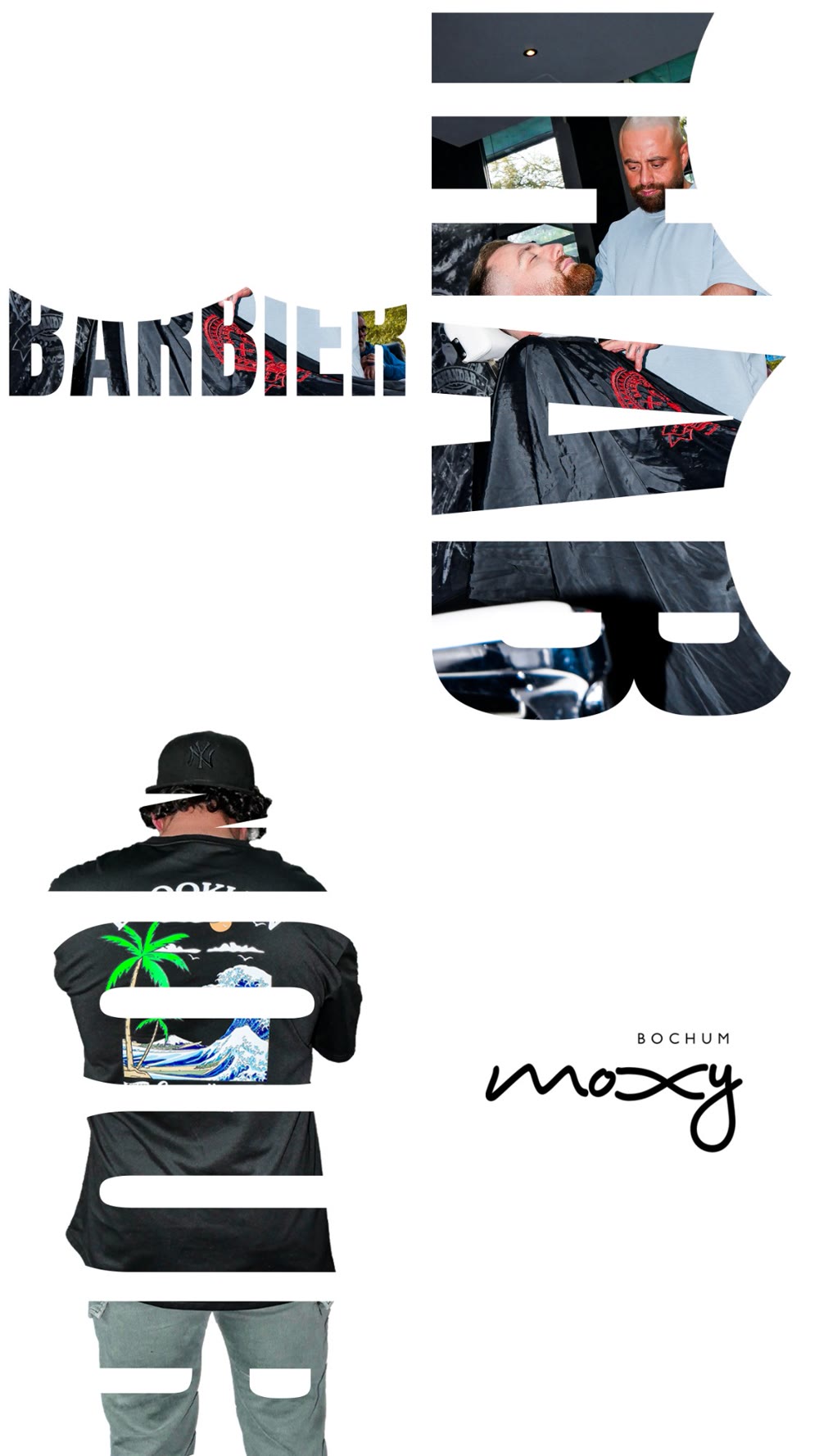 Collage Barbier, Ihab und Nour mit Moxy-Logo